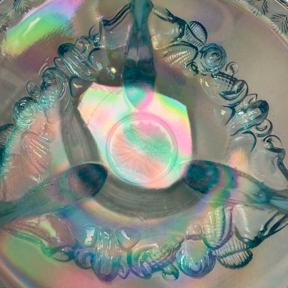 Vintage Westmoreland Argonaut Shell Brandywine Blue Opalescent Candy Dish - Picture 6 of 13